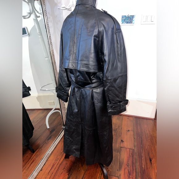 Leather Trench coat long brand new without tag unisex - Picture 3 of 14